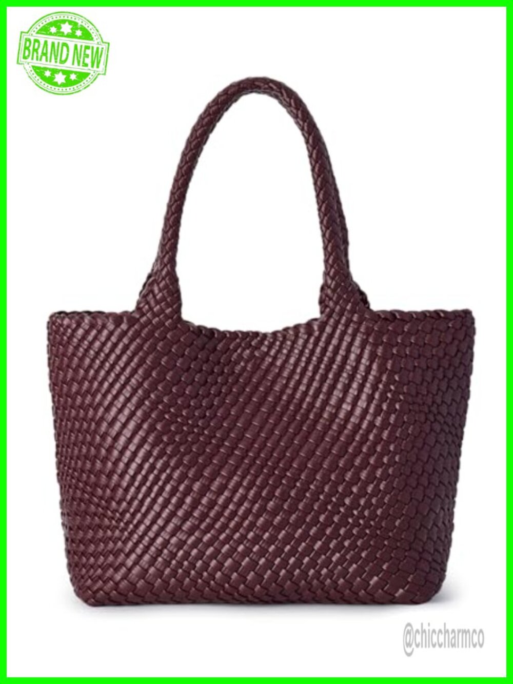 Woven Tote Bag Vegan Leather Large Shoulder Bag Top Handle